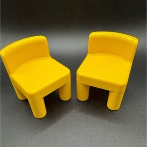 Vintage Little Tikes Dollhouse Furniture Miniature Size 2 Plastic Yellow Chairs